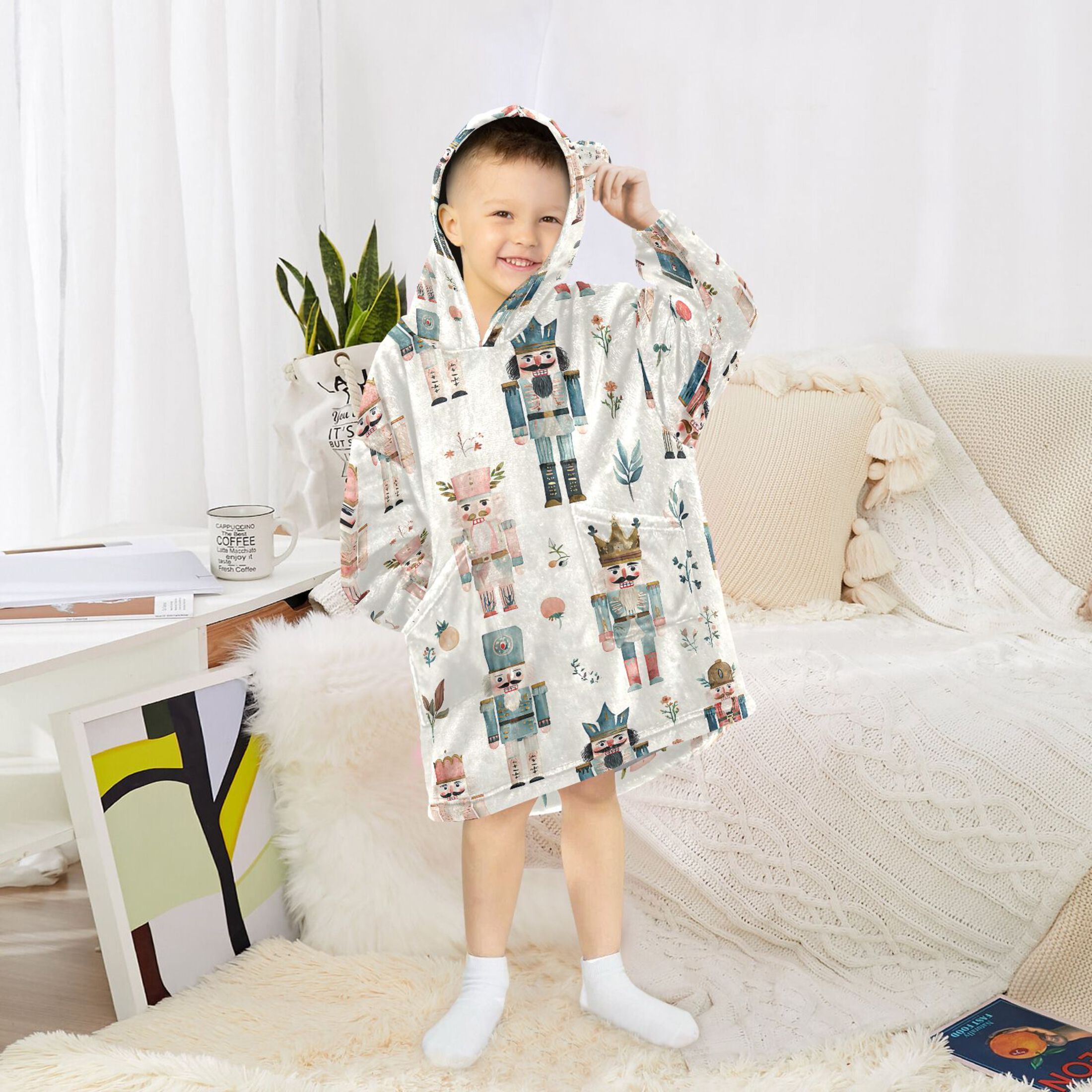joogoo Blanket Hoodie for Nutcracker Soldiers Christmas Oversize Sweatshirt 3-14 YR L