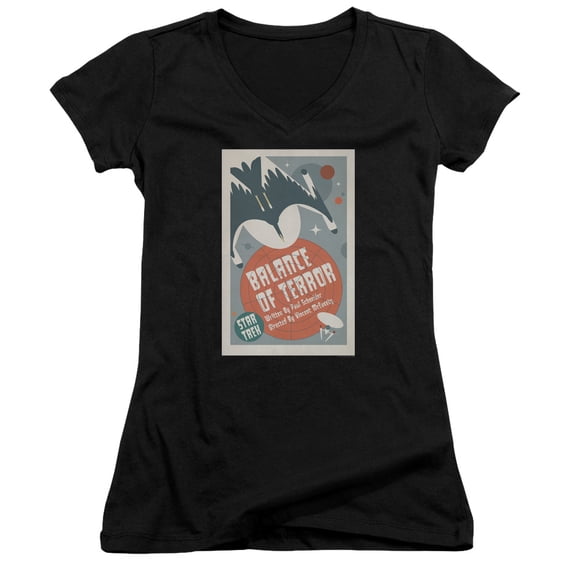 Star Trek Tos Episode 14 Junior Women's V-Neck T-Shirt Black