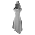 thumbnail image 2 of Women's Hooded Midi Dress, Short Sleeve Cut Out Back Casual Summer Dress, Irregular Hem Beach Dress for Vacation and Daily Wear Grey L, 2 of 6