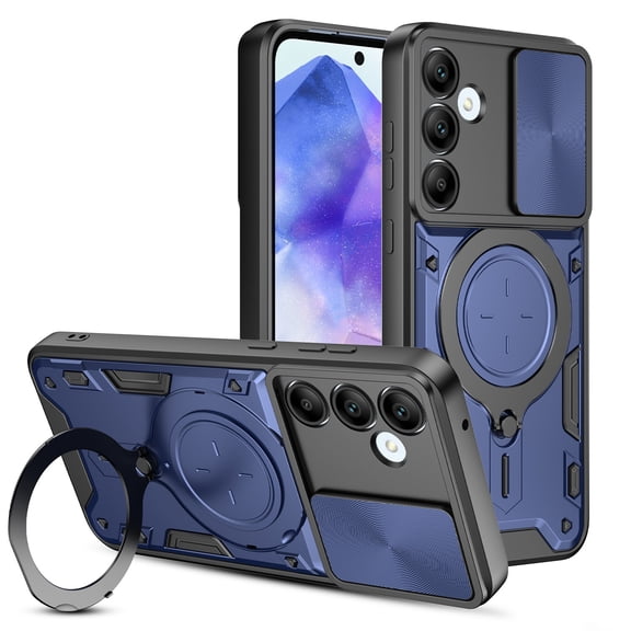 Elegant Choise Case for Samsung Galaxy A55/A25/A15 5G 6.5inch Car Magnetic Stand Case Rugged Phone Cover, Blue