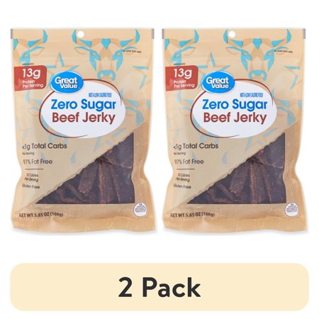 (2 pack) Great Value Zero Sugar Original Beef Jerky, 5.85 oz