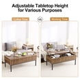 thumbnail image 5 of Luku Wooden Coffee Table, Lift Top Coffee Table with Storage Shelf and Hidden Compartment, Metal Frame Rising Dining Center Tables for Living Room, Teak Effect Finish, 5 of 7