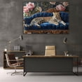 thumbnail image 6 of Mudket Framed Leopard on Blue Velvet Sofa Canvas Wall Art, Elegant Leopard Print Room Decor for Living Room, Vintage Animal Wall Art, Ready to Hang - 12"L x 8"W, 6 of 10