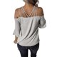 thumbnail image 2 of Womens Spaghetti Straps Cold Shoulder Shirts Casual Half Sleeve Tops, Gray, 4XL, 2 of 5