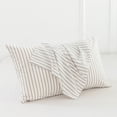 thumbnail image 4 of MooMee Striped Pillowcases 100% Washed Cotton Linen Like Textured Envelope Closure Set of 2 (White& Dark Grey Wide Stripes, King), 4 of 7