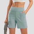 thumbnail image 3 of SWSMCLT Women's High Waisted Shorts Spandex Thin Elastic Waist Yoga Shorts Running Soft Biking Cyan 14, 3 of 5