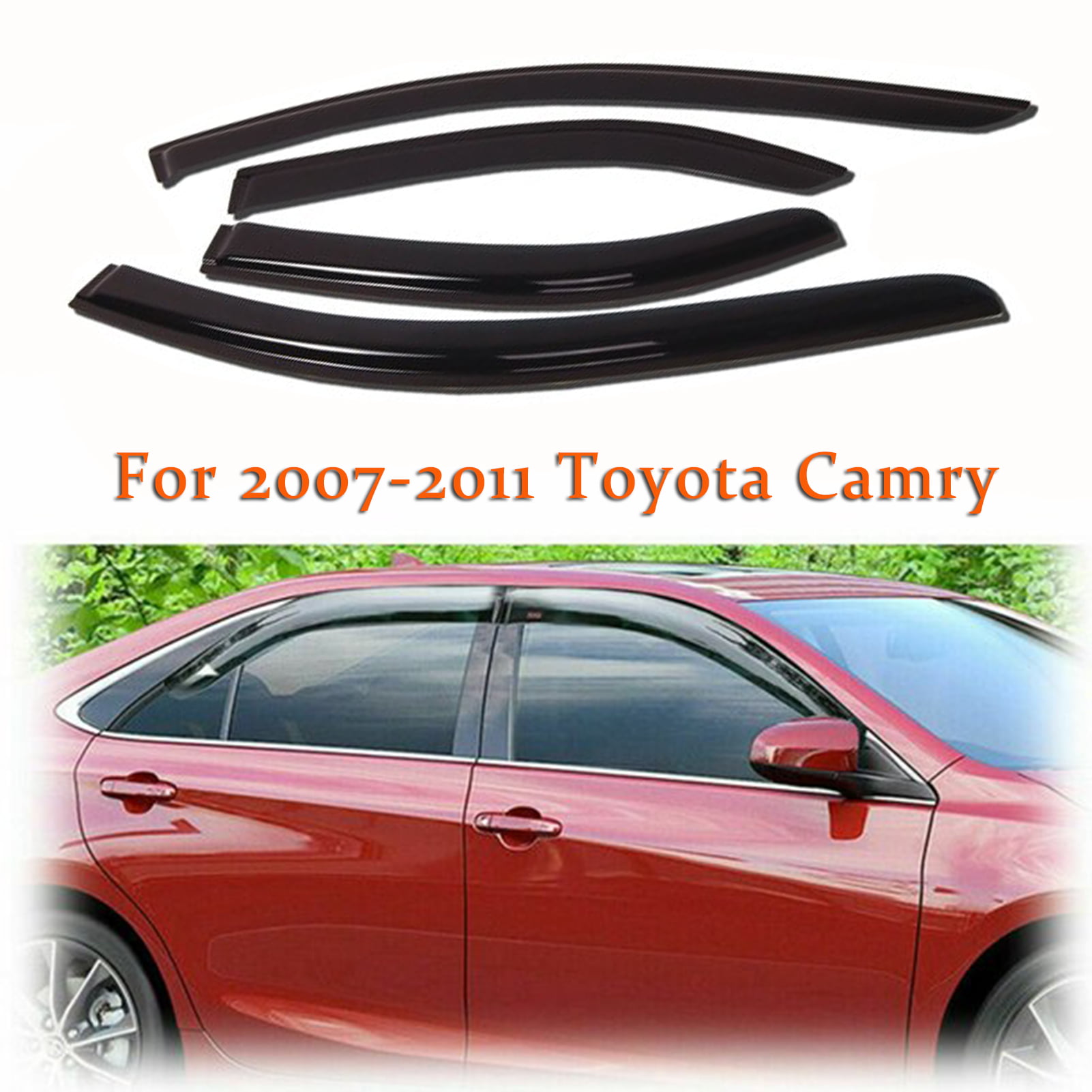 Fits Toyota Camry 2007-2011 RI ABS Smoked Tape On Window Visors Rain Guards 
