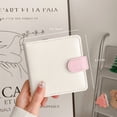 thumbnail image 2 of Álbum de fotos de 3 pulgadas con cuatro cuadrículas y hojas sueltas con hebilla magnética de PU en combinación de colores rosa y blanco para guardar tarjetas pequeñas, 2 of 5