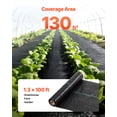 thumbnail image 3 of VEVOR Weed Barrier Fabric Heavy Duty, 1.3x100FT 3.2oz Landscape Fabric, Woven Weed Blocker Fabrics, Garden Fabrics Weeds Barrier, Weeds Control Ground Cover, Geotextile Webbing, Gardening Mat, Black, 3 of 9