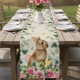 thumbnail image 4 of Easter Table Runner 120 Inches, Spring Watercolor Bunny Eggs Flower Leaf Beige Bed Runner Dresser Scarves Tabletop for Indoor Outdoor Parties/Ceremony/Banquet, 13"x 120", 4 of 8