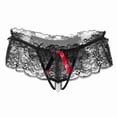 thumbnail image 1 of Tangas de malla con encaje floral, bragas con lazo y entrepierna abierta con perlas artificiales, lencería y ropa interior sexy para mujer, 1 of 5