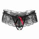 thumbnail image 1 of Tangas de malla con encaje floral, bragas con lazo y entrepierna abierta con perlas artificiales, lencería y ropa interior sexy para mujer, 1 of 5