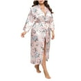 thumbnail image 2 of Wancir Women's Satin Robe Silk Kimono Bathrobe for Bride Long Bridesmaids Wedding Party Loungewear Sleepwear X-5XL, 2 of 4