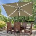 thumbnail image 1 of Sonerlic 10 x 7ft LED Outdoor Patio Table Umbrellas with Aluminum Frame,Crank and Tilt Button for Garden, Deck and Poolside, Sand, 1 of 9