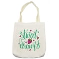 thumbnail image 1 of Saying Tote Bag, Hearts with Strawberry Doodle Style Drawing Calligraphic Hand Drawn Words, Cloth Linen Reusable Bag for Shopping Books Beach and More, 16.5" X 14", Cream, by Ambesonne, 1 of 2