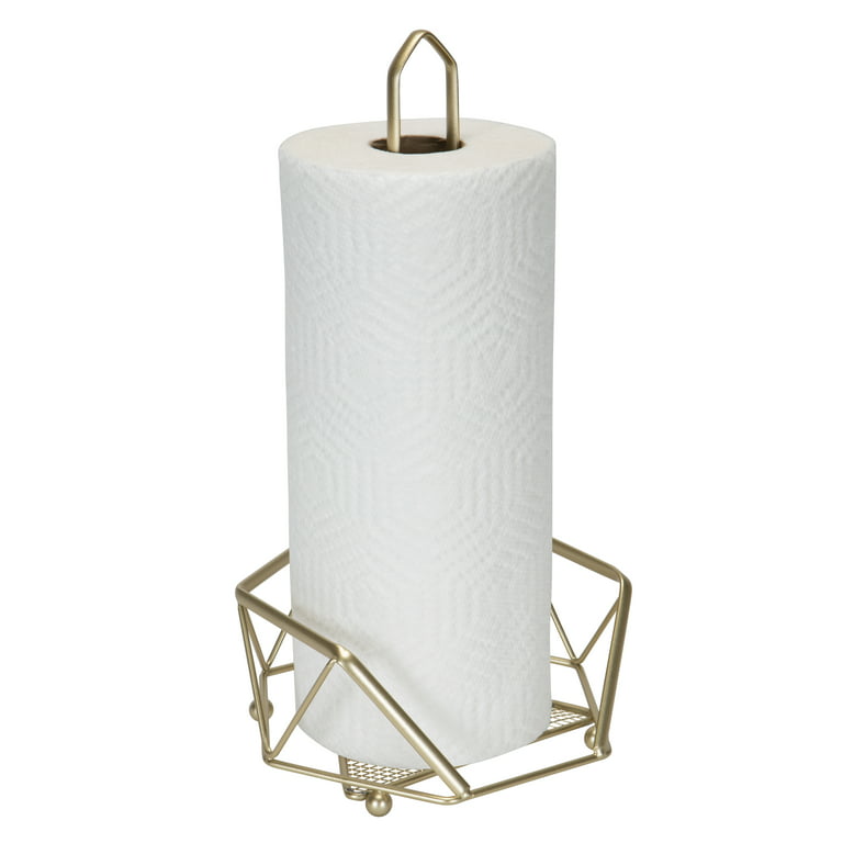Gold Paper Towel Holder Stand, Countertop Paper Towel Roll Dispenser  Holders with Cube Base, Tissue Countert Filled with Crystal Sparkly Crushed