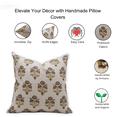 thumbnail image 4 of Fabdivine Block Print Throw Pillow Cover, 22x22 Inch Duck Canvas Handmade Cushion Cover, Floral Print Boho Design Grey Pillow Cover for Sofa and Couch, 4 of 5