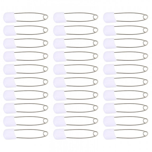 VANIDO 50 Pcs Plastic Safety Pin Diaper Pins Large Quilting Baby Child White Alloy