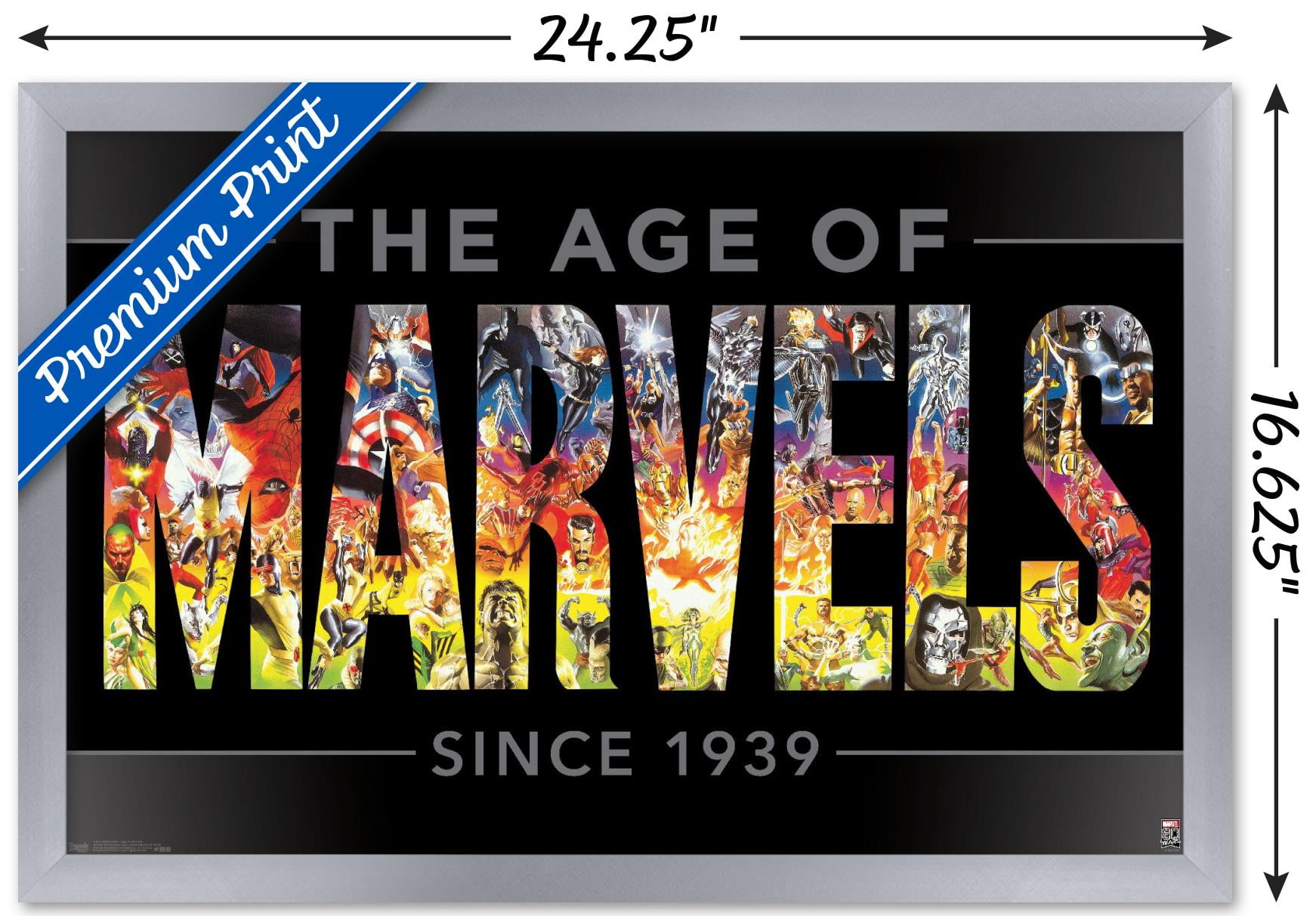 Marvel Comics - Marvel 80th Anniversary - Age of Marvels Wall Poster, 14.725" x 22.375", Framed