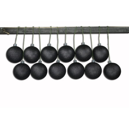 12 Pack 60mm 2.5" Glitter Black Ball Ornament with Wire