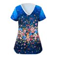 thumbnail image 3 of Gibobby Blusa Sexy Cuello en V Camiseta suelta informal con cuello en V para mujer, blusa manga corta con estampado(Azul,XL), 3 of 5