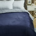 thumbnail image 4 of Deniau Flannel Reversible Heathered Sherpa Throw Blanket - Super Soft, 60" x 80", Navy, 4 of 10