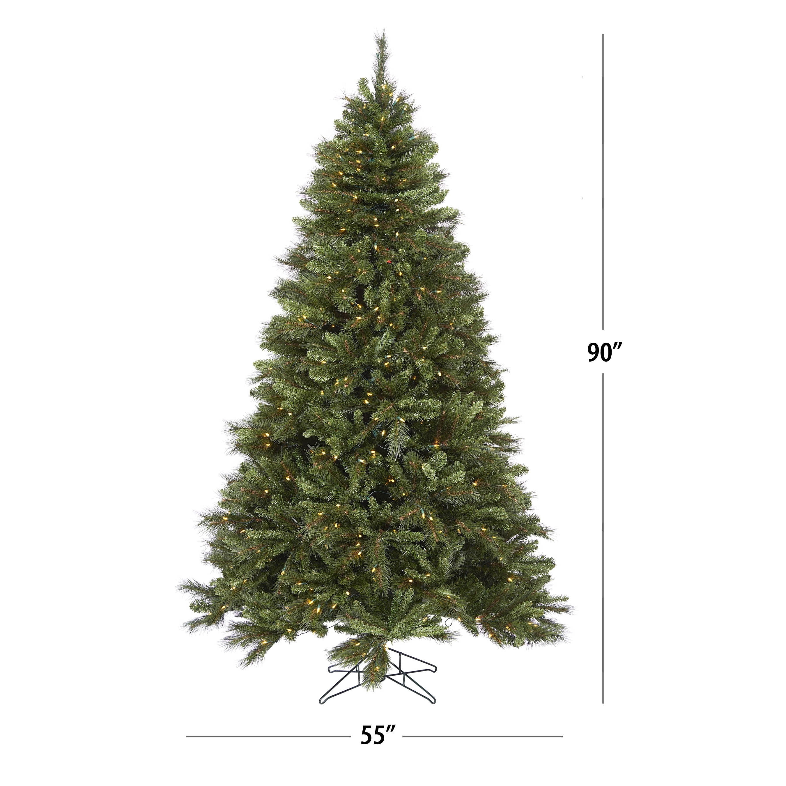 7.5' Pre-Lit Denali Fir Green Artificial Christmas Tree with 500 Warm White LED Lights and Stand, by Holiday Time