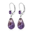 thumbnail image 3 of Gem Stone King 925 Sterling Silver Briolette Amethyst Drop Earrings for Women (10.00 Cttw, Gemstone Birthstone, 8X12MM), 3 of 6