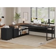 thumbnail image 7 of 71" L Shaped Executive Desk, Reversible Computer Desk with Mobile File Cabinet and Power Outlets, Large Office Desk with Storage Shelves for Home Office, Walnut, 7 of 7