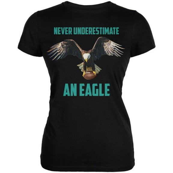 Never Underestimate An Eagle Flying Football Juniors Soft T Shirt Black SM