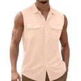 thumbnail image 2 of YSUEJPF Mens Sleeveless Button Down Shirt Summer Beach Tank Top (Available in Big & Tall), 2 of 7