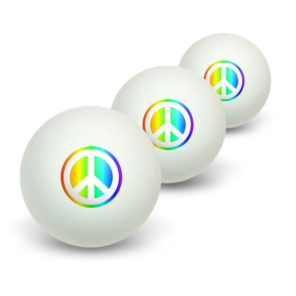 Peace Sign Symbol - Rainbow Novelty Table Tennis Ping Pong Ball 3 Pack