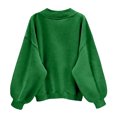 thumbnail image 6 of vigerkar Womens V Neck Oversized Sweatshirts Casual Drop Shoulder Long Sleeve Pullover Tops (Green, L), 6 of 6