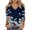 Blue-n, variant on Vivianyo HD Women's Printed Cold Shoulder V Neck Tops, Straight Cut Three Quarter Sleeve Blouse, Spring Fall Casual Top for Daily Errands and Weekend Gathering, Sizes S-2XL