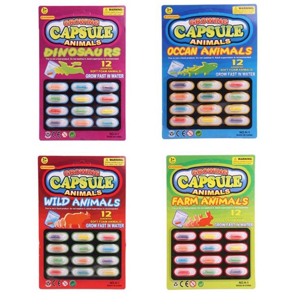 Growing In Water Animals Toys Capsules 4 Packs Amazing Grow Capsules Growing In Water Animals Toys Capsules Party Supply