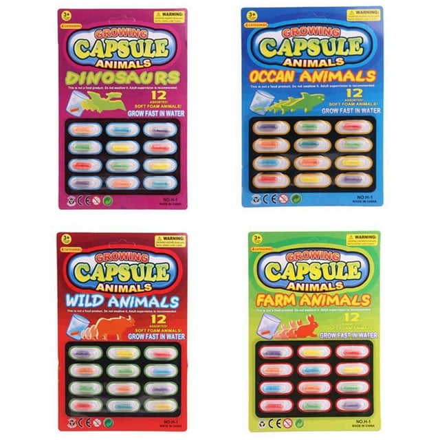 Growing In Water Animals Toys Capsules 4 Packs Amazing Grow Capsules Growing In Water Animals Toys Capsules Party Supply