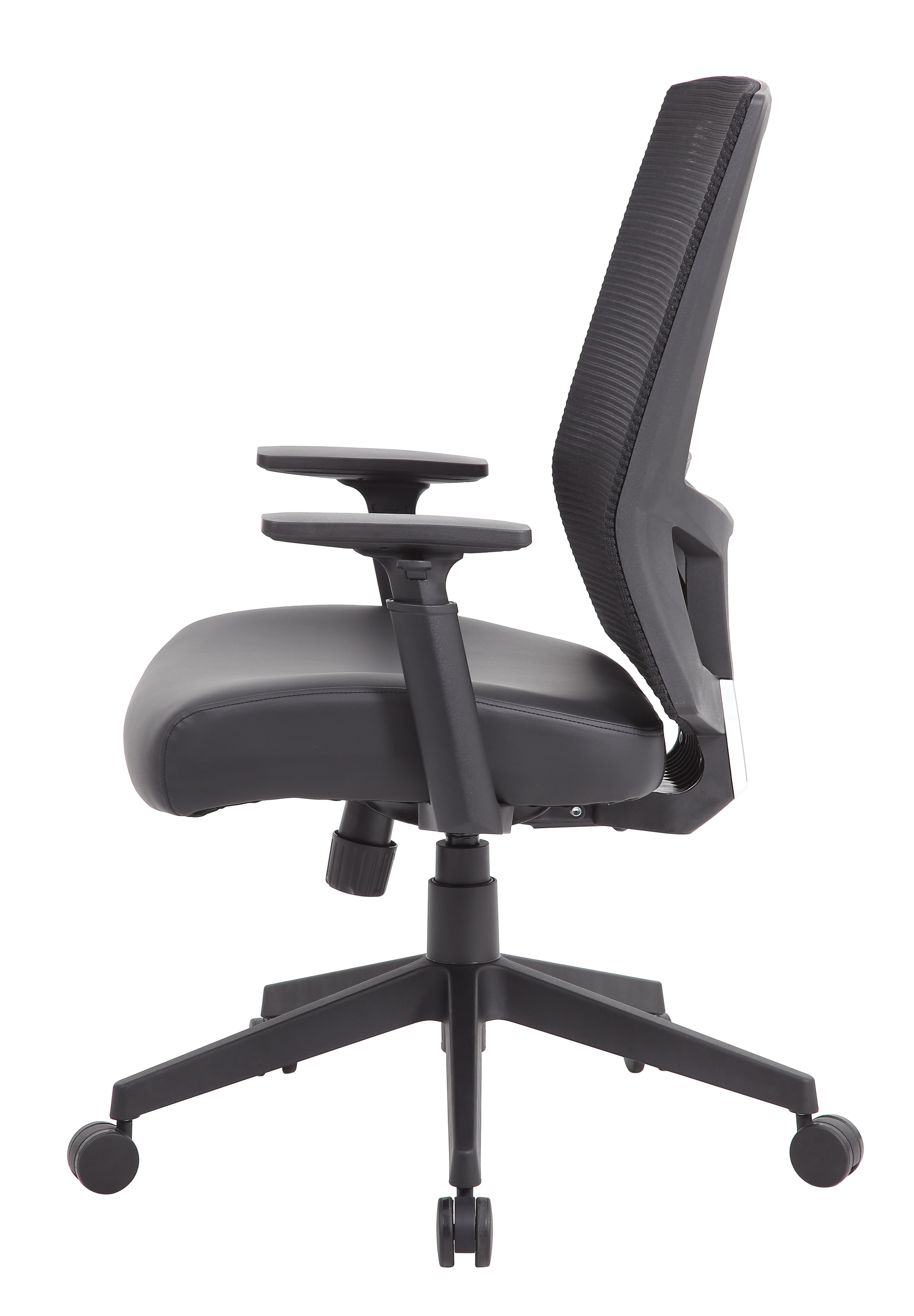 Boss Office Products Mesh Back Vinyl Task Chair with Synchro-Tilt, Black