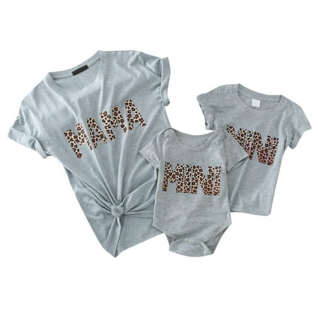 

Toddler Girls Bodysuits Letter Printed Leopard Printed Family Clothes Short Sleeve Daily Kids Children Clothes Cartoon Trendy Soft Cute Outwear Streetwear Spring Summer Rompers Jumpsuits