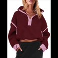 thumbnail image 1 of Sudadera de Mujer con Media Cremallera, Suave y Extragrande, con Bolsillos, Cálida y Afelpada. Rojo XL, 1 of 8