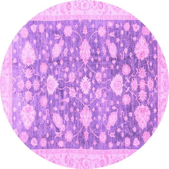 Ahgly Company Indoor Round Oriental Purple Traditional Area Rugs, 3' Round