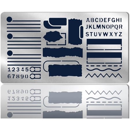 Stainless Steel Planner Stencils 3.98x6.97inch Banners Lines Lists Number Letter Dot Templates Reusable Journal Stencils for Scrapbooking Journaling Diary Habit Wood Burning DIY