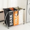thumbnail image 2 of Cesta de ropa sucia plegable de 3 secciones, elegante, para baño, dormitorio y hogar., 2 of 14
