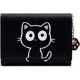 thumbnail image 1 of Queilt (BLACK, Tri-fold)Fashion Cute Little Cat Pattern Small Wallet Credit Card Holder Cash Pockets ID Window with Paw Pendant, 1 of 5