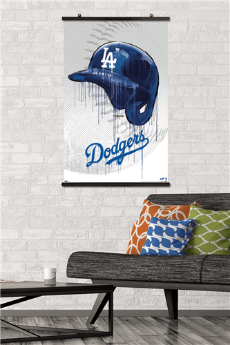 Trends International MLB Los Angeles Dodgers - Drip Helmet 20 Unframed Wall  Poster Print White Mounts Bundle 22.375 x 34