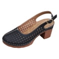 thumbnail image 5 of Rokment Womens Platform Slingback Dressy Sandals 2026 Ladies Fashion Casual Hollow out Leather Closed Toe Chunky Stackable High Heels Slip on Dress Shoes with Back Strap Summer Fall Black Size 6.5, 5 of 5
