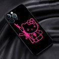 thumbnail image 1 of Funda de silicona negra para iPhone, carcasa bonita y fresca de Hello Kitty Cat para modelos 11, 12, 13, 14 Pro Max, Mini, XS, XR, X, 8, 7, 6S, 6, 5, 5S Plus Fivean unisex, 1 of 2