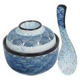thumbnail image 1 of 1 Set of Japanese Style Soup Bowl Covered Soup Bowl Multi-function Soup Bowl with Spoon, 1 of 4