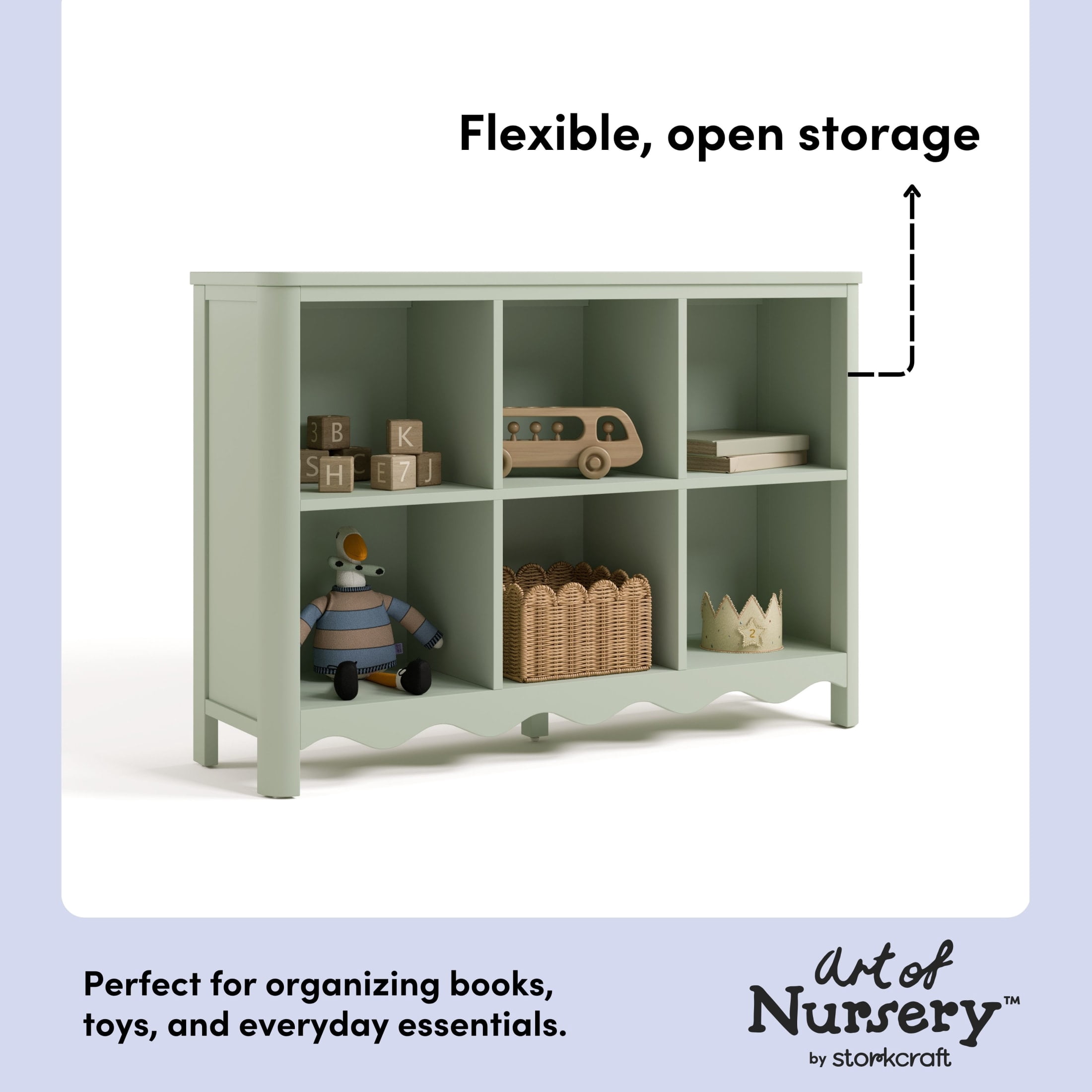 Art of Nursery by Storkcraft Casablanca 6 Cube Organizer Kids Bookcase - Sage