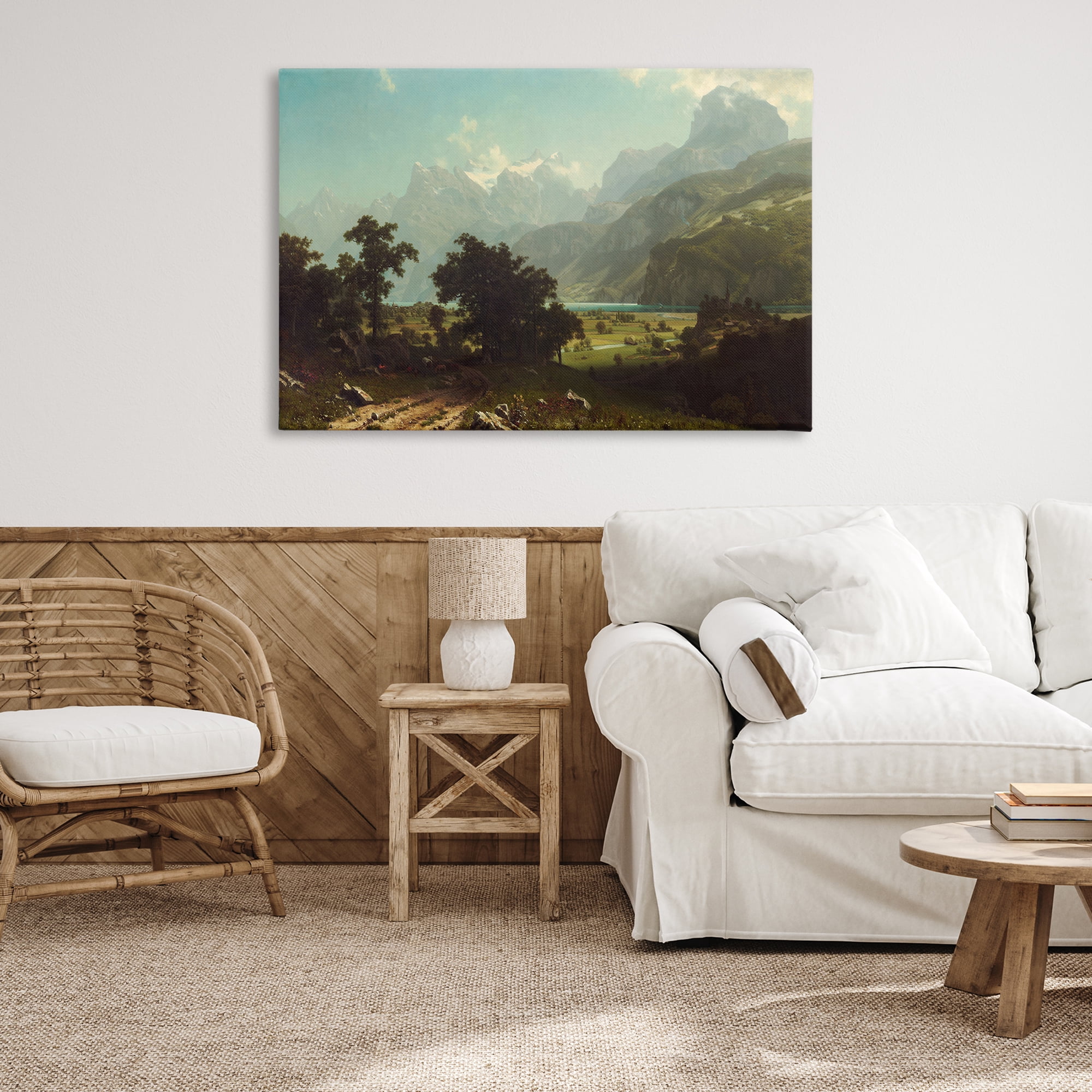 Stupell Industries Classical Bierstadt Lake Lucerne Landscape & Nature Painting Wrapped Canvas Art Print Wall Art, 45 x 30