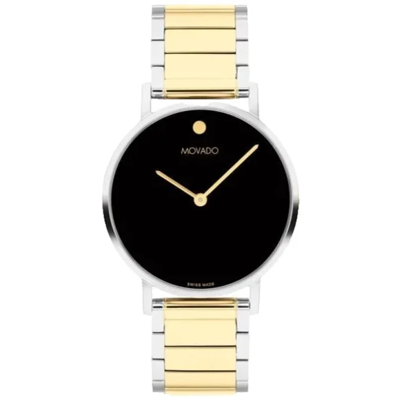 Movado 0607946 Black Dial Two Tone Stainless Steel Bracelet 32mm Womens Watch
